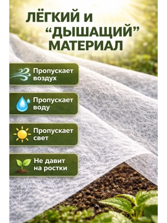 Укрывной материал Грядка в порядке с УФ стабилизатором белый 17 г/м2, 1,6 х 10 м Благодатное Земледелие